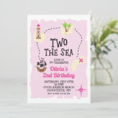 Pirate Two Sea Pink Invitation d'anniversaire (Debout devant)