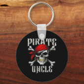 Pirate Uncle Jolly Roger Vlag en schedelbotten Sleutelhanger (Voorkant)