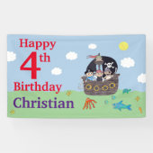 Pirate Verjaardag gepersonaliseerde banner (Horizontaal)