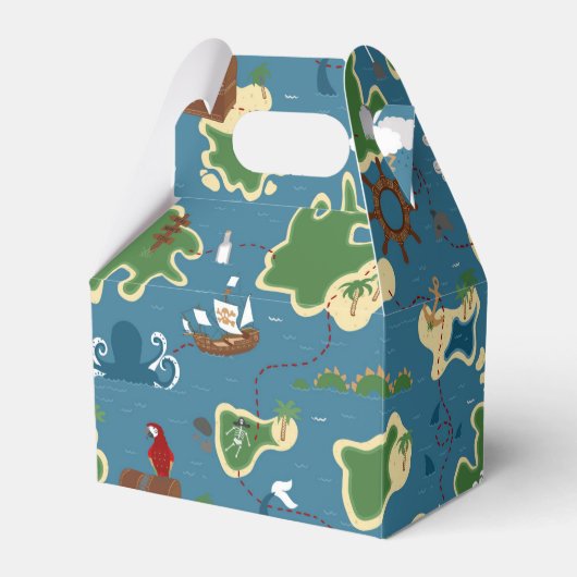 Pirate verjaardag schat avontuur blauw bedankdoosjes (Voorkant Zijde)