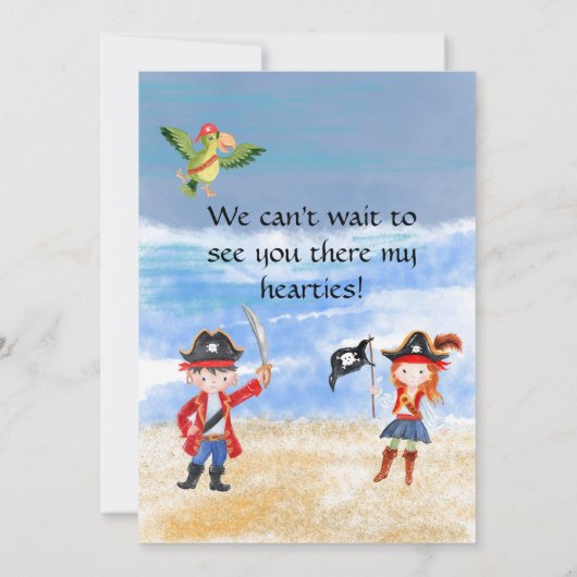 Pirate verjaardag thema feestschattenjacht kaart (Achterkant)