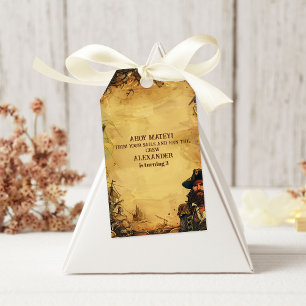 Pirate Verjaardagsfeestje Ahoy Matey Oude Kaart Cadeaulabel