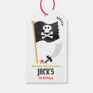 Pirate verjaardagsfeestje gunsttags dank u cadeaulabel