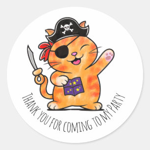 Pirate verjaardagsfeestje met thema schatkist ronde sticker