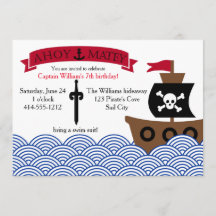 Pirate verjaardagsfeestje uitnodiging