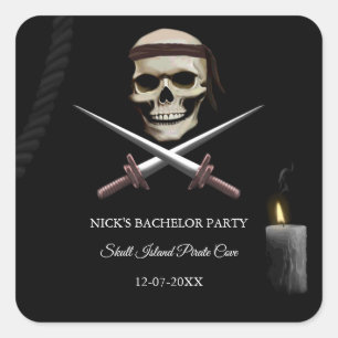 Pirate vrijgezellenfeest - piratenthema nautische vierkante sticker
