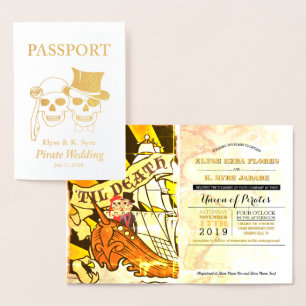 Pirate Wedding Gold Foil Passport Folie Kaarten