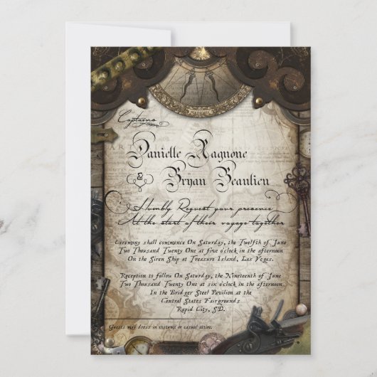 Pirate Wedding Invitation Custom Danielle Kaart (Voorkant)