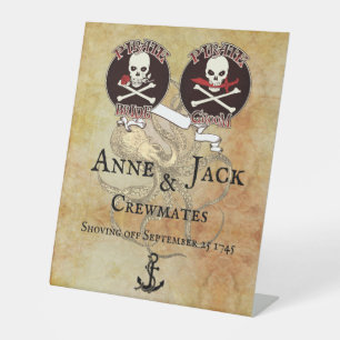 Pirate Wedding Reclamebord Met Voetstuk