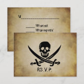 Pirate Wedding RSVP-reactiekaart RSVP Kaartje (Voorkant / Achterkant)