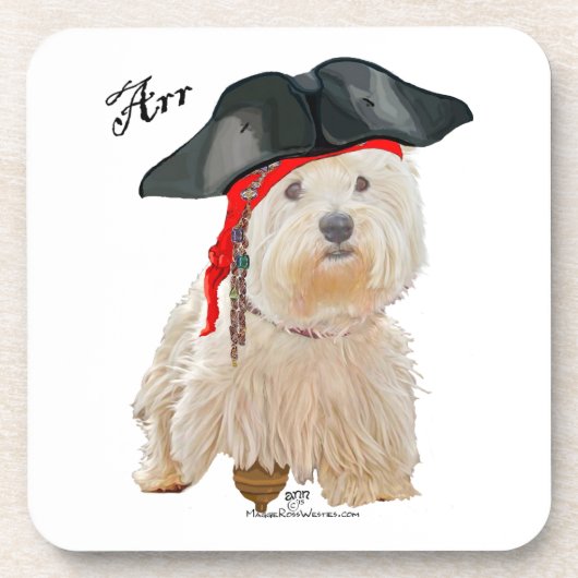 Pirate Westie Onderzetter (Voorkant)