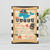 Pirate Whale et Starfish Invitations d'anniversair (Debout devant)