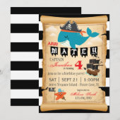 Pirate Whale et Starfish Invitations d'anniversair (Devant / Derrière)