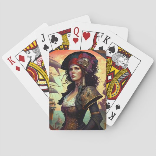 Pirate Woman Fantasy Art Pokerkaarten (Achterkant)