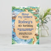 Pirate Z生日 uitnodiging voor schatjacht (Staand voorkant)