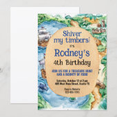 Pirate Z生日 uitnodiging voor schatjacht (Voorkant / Achterkant)