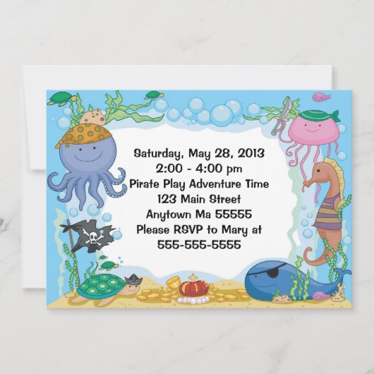 Pirate Zee Creatination Invitation Kaart (Voorkant)
