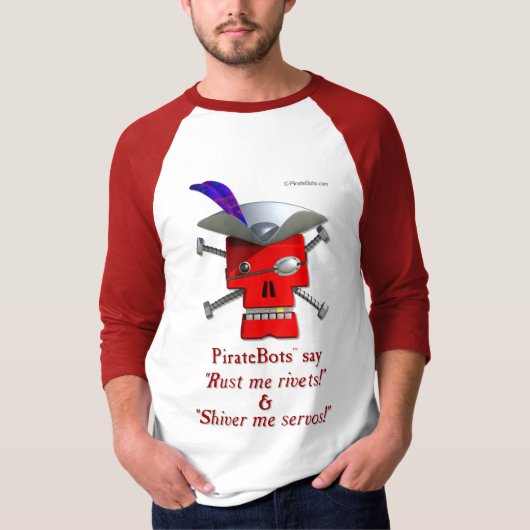 PirateBots — uniek ontwerp van een 3D-robotrobot-s T-shirt (Voorkant)