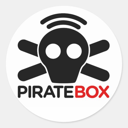 PirateBox Logo Ronde Sticker (Voorkant)