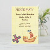 Piratefeestje gepersonaliseerd kaart (Staand voorkant)