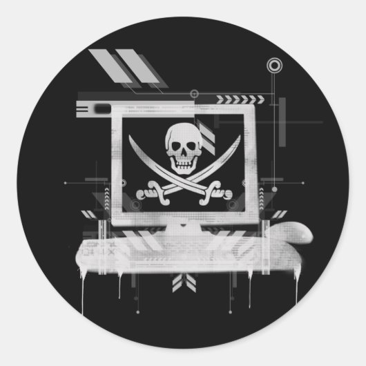piratehack ronde sticker (Voorkant)