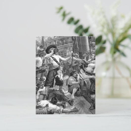 piraten die strijden en op het schip Drink Briefkaart (Staand voorkant)