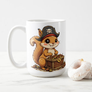 Piraten-eekhoorn met eikel-schat Grappig Schattig Koffiemok