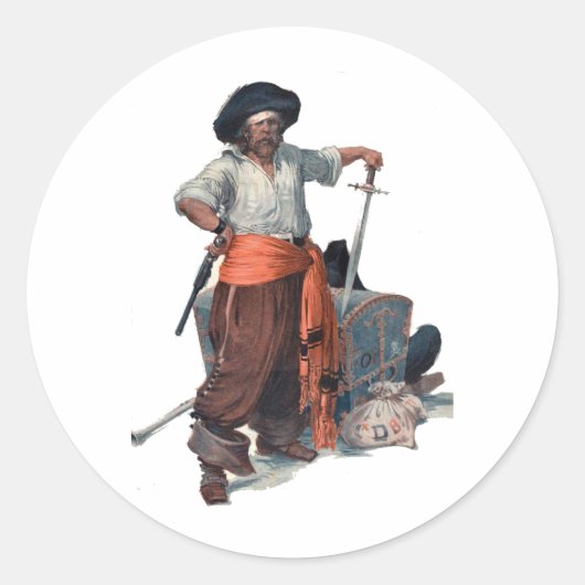 Piraten en Schatten Ronde Sticker (Voorkant)