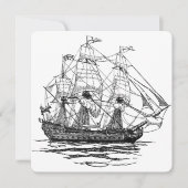  Piraten Galleon Pistool Ship Sketch Invitation Kaart (Voorkant)