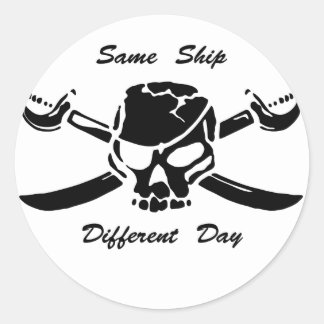 Piraten Jolly Roger hetzelfde schip verschillende  Ronde Sticker