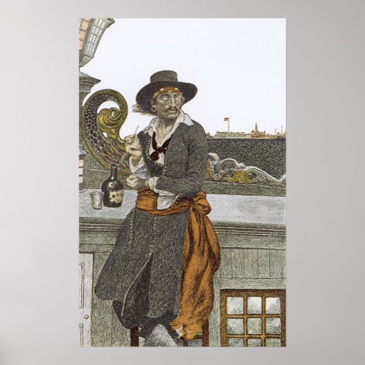  Piraten, Kidd on Deck of Adventure Galley Poster (Voorkant)