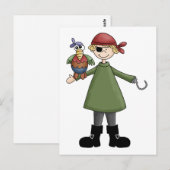 Piraten Pirate en Parrot Briefkaart (Voorkant / Achterkant)