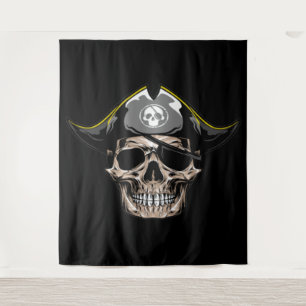 Piraten Schedel Kapitein Jack achtergrondpaneel Wandkleed