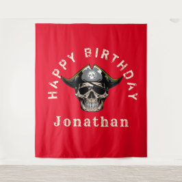 Piraten Schedel Rood achtergronddoek Wandkleed