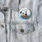 Piraten schepen met schatkist ronde button 5,7 cm (In situ)