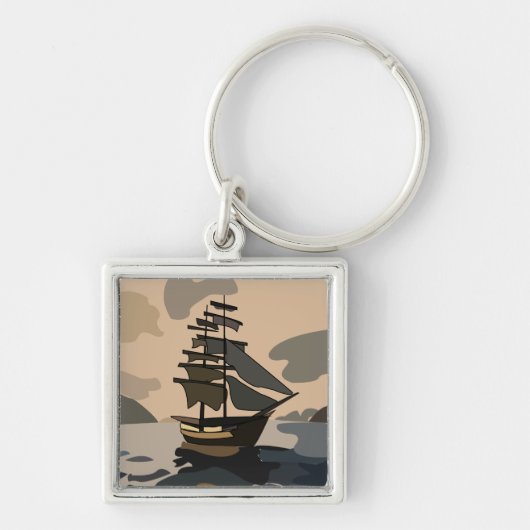 Piraten schip avontuur piraat sleutelhanger (Voorkant)