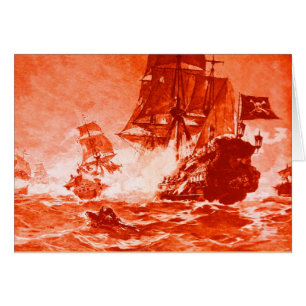PIRATEN SCHIP GEvecht / ANTIQUE PIRATEN SCHATKAART