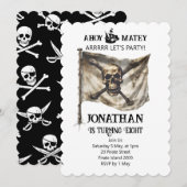 Piraten-schip-vlag verjaardagsuitnodiging kaart (Voorkant / Achterkant)