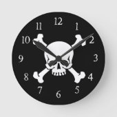 Piraten, Skull en Crossbones Clock Ronde Klok (Voorkant)