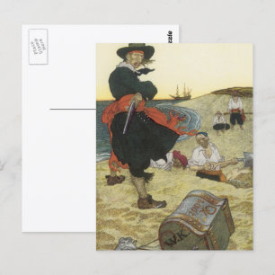 Piraten uit de oude tijd, William Kidd die schat b Briefkaart