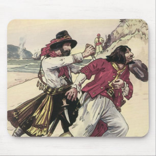 Piraten uit het verleden, duelleren tot de dood op muismat