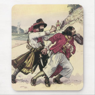 Piraten uit het verleden, duelleren tot de dood op muismat