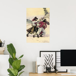 Piraten uit het verleden, duelleren tot de dood op poster