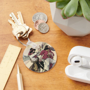 Piraten uit het verleden, duelleren tot de dood op sleutelhanger