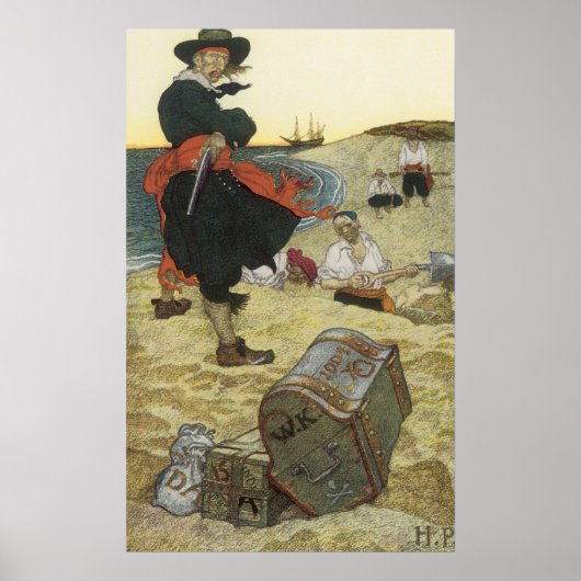 piraten, William Kidd Burying Treasure Poster (Voorkant)