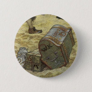 piraten, William Kidd Burying Treasure Ronde Button 5,7 Cm