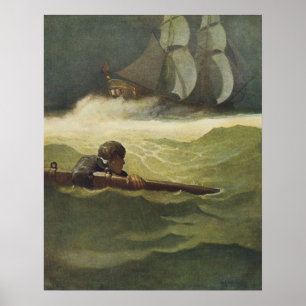  Piraten, wrak van het convenant door NC Wyeth Poster