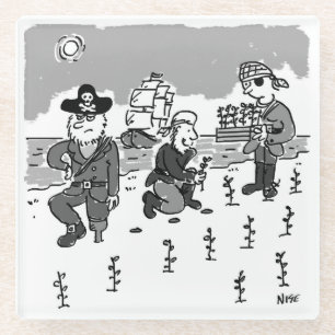 Piraten zijn tuinend met een Wooden been. Grappig Glazen Onderzetter