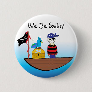 Piratenboot Met Schat Ronde Button 5,7 Cm