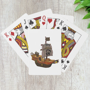 Piratenboot met schedel vlag pokerkaarten